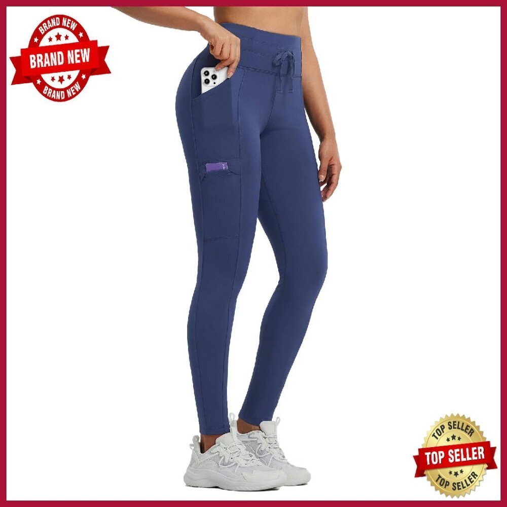 Fleece Lined Thermal Leggings High Waisted Winter Running Hiking Pants Pockets